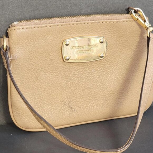 Michael Kors Beige Leather Wristlet Wallet | Small Designer Card Holder - Picture 11 of 16